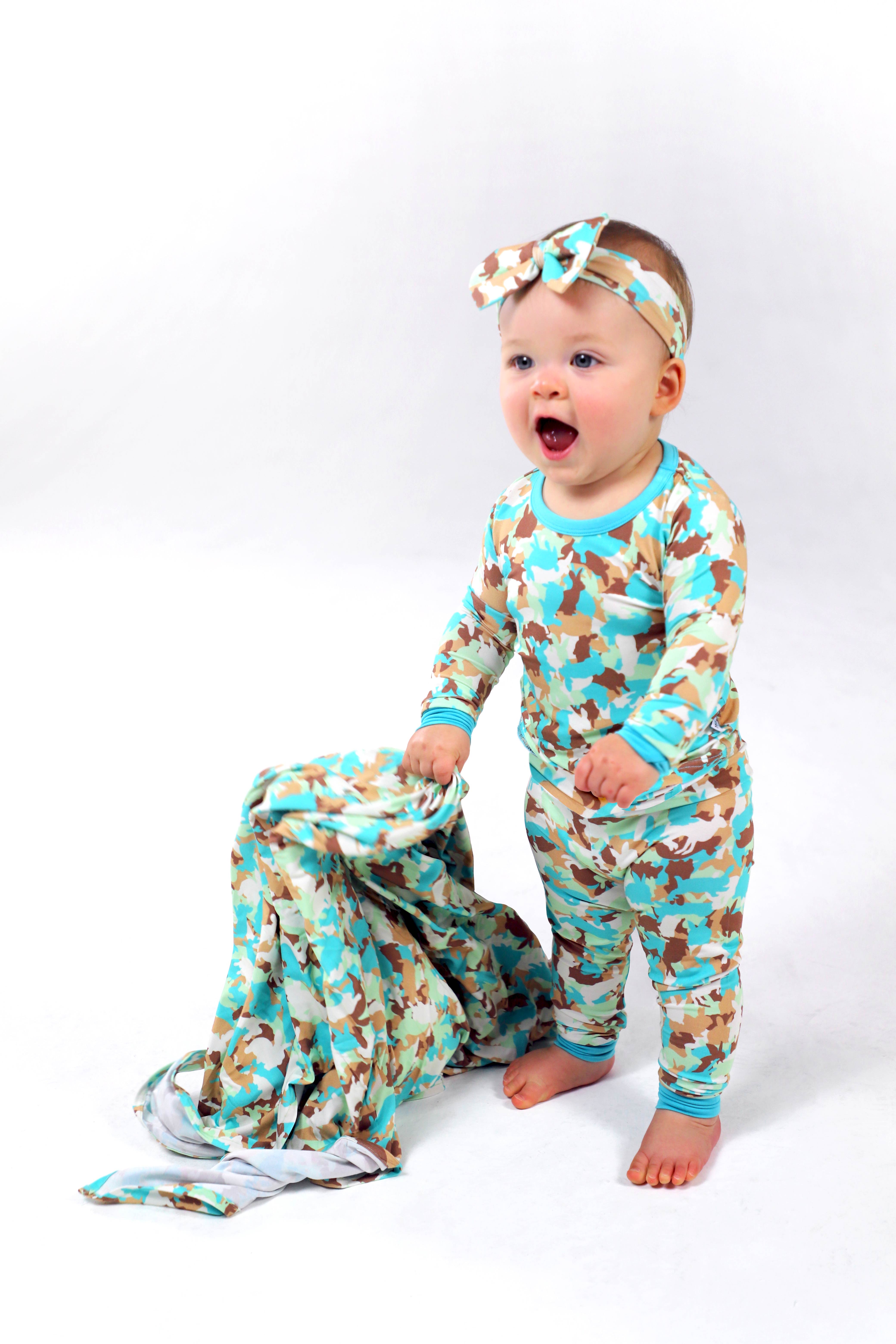 Camonial Bunnies (Swaddle and Headband Bow Set)